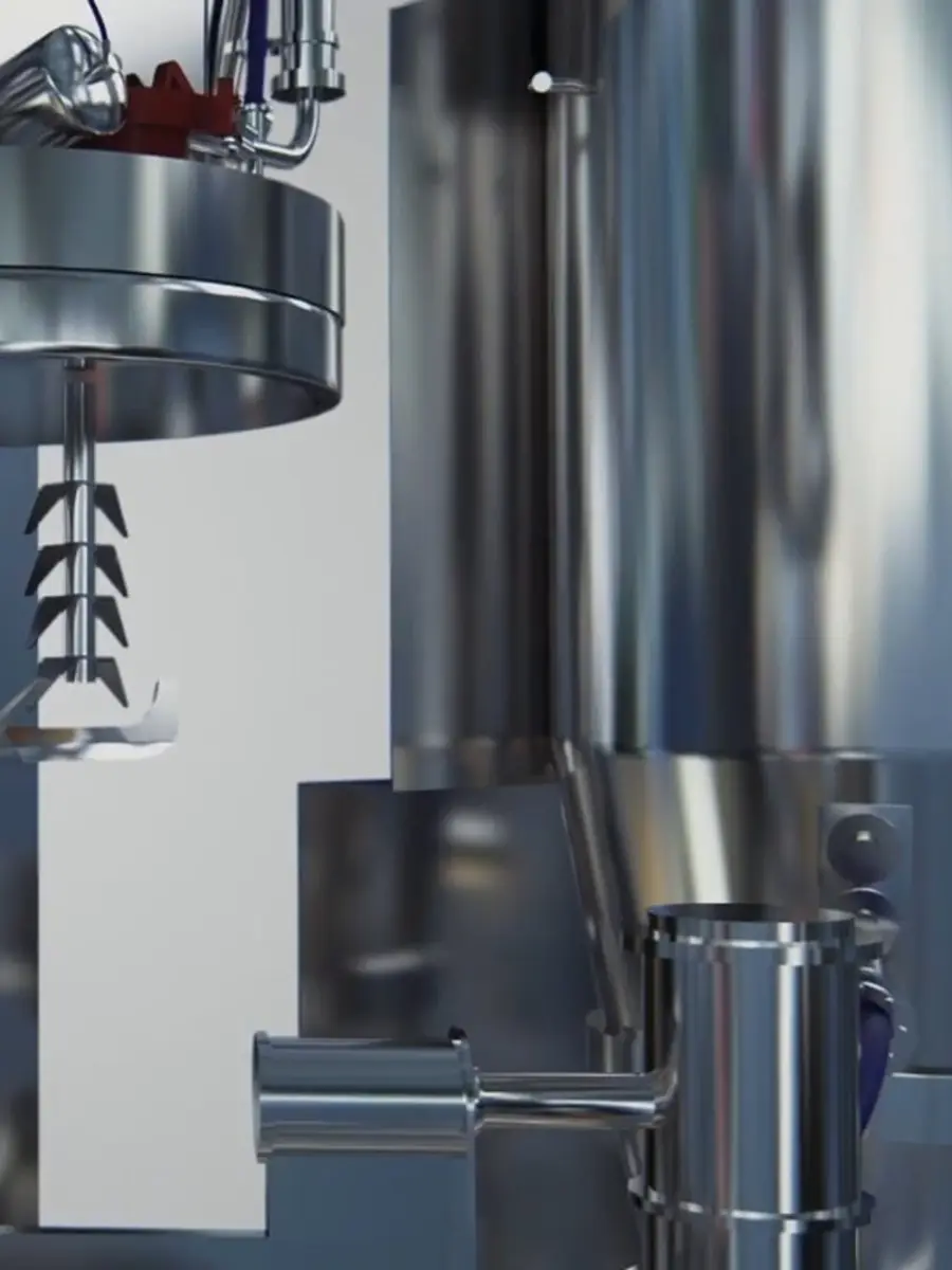 Granulator mixing head, processing equipment animation